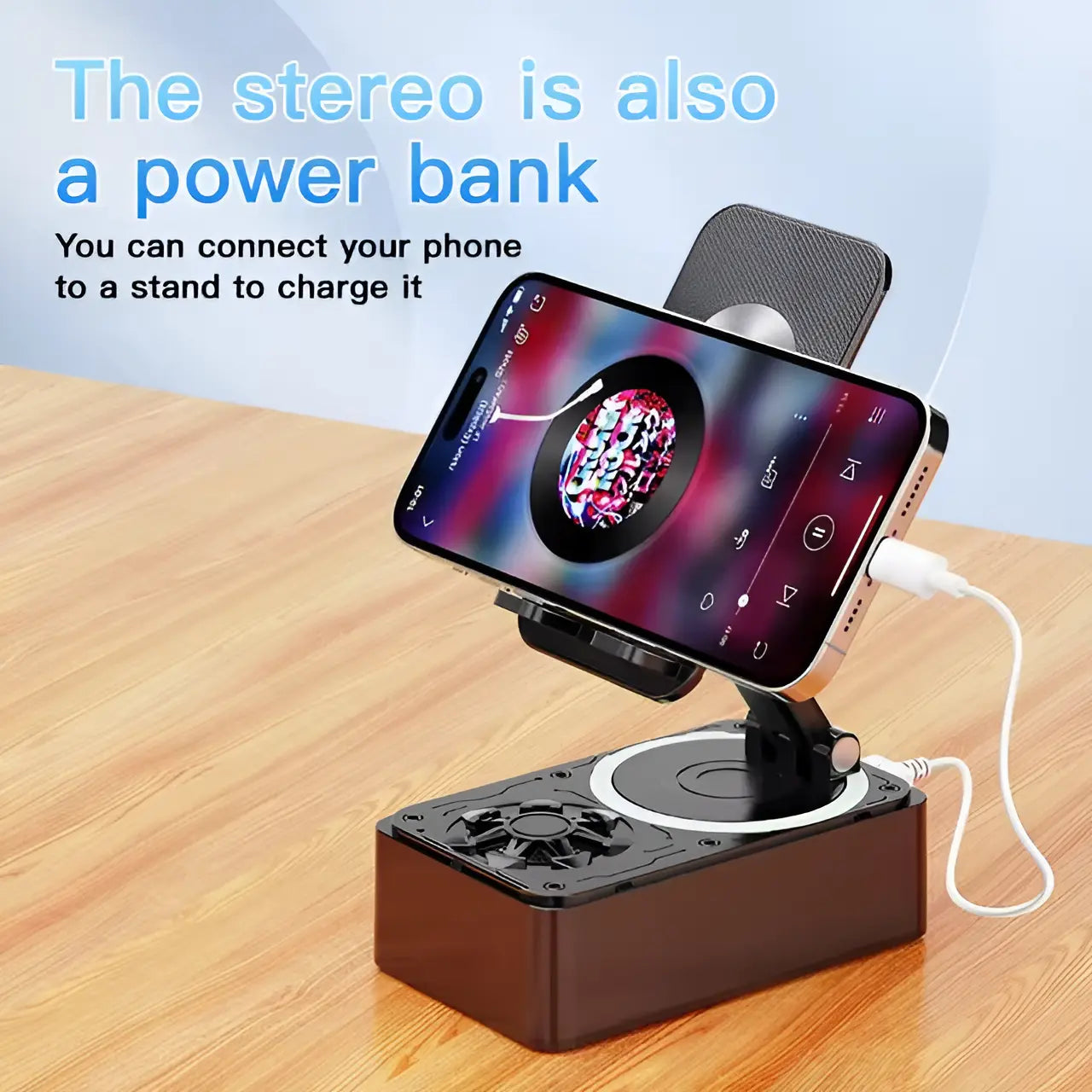 3-in-1 Wireless Speaker, Phone Stand & Power Bank
