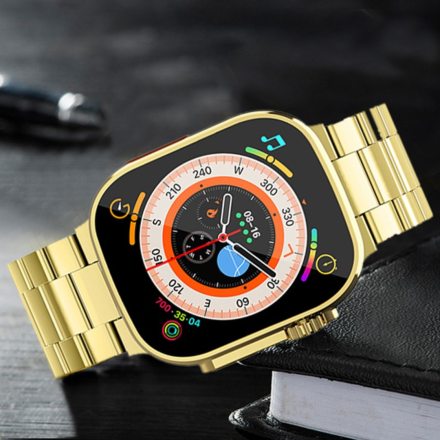 DT 900 Ultra 9 Golden edition Premium smartwatch (বক্সে থাকছে ১টি ঘড়ি, ৭টি বেল্ট, এবং ১টি ওয়াচ কভার।) কিছু সময়ের জন্য অফার