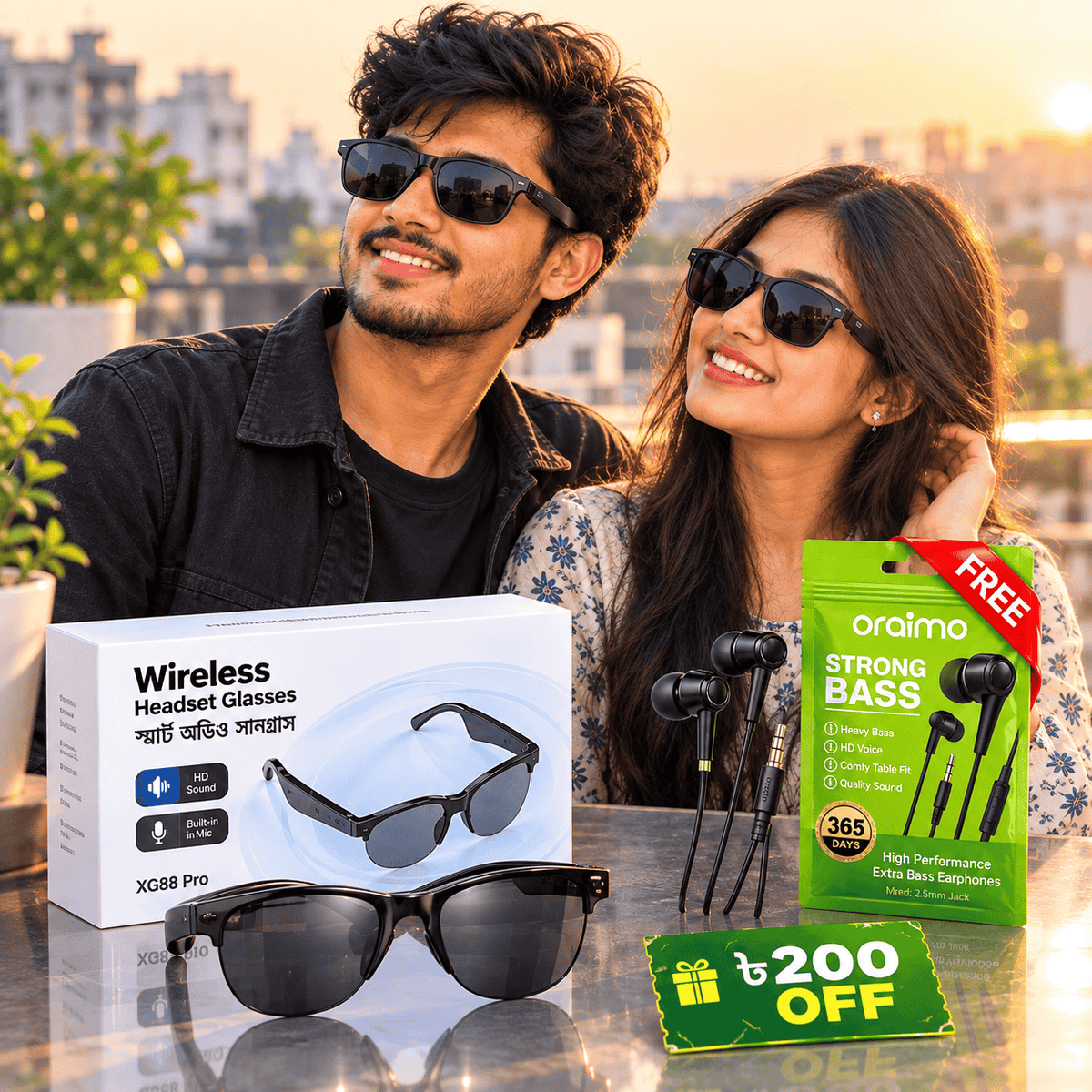 স্মার্ট সানগ্লাস যেখানে music, style আর কল — সব একসাথে | Free Oraimo Earphone & ৳200 কুপন