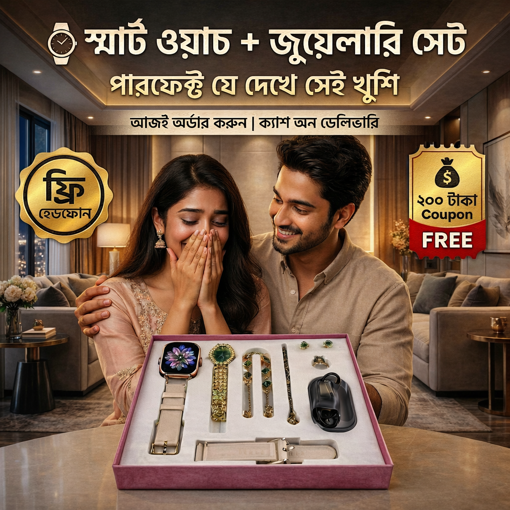 A89 Plus স্মার্টওয়াচ+রাজকীয় জুয়েলারি সেট (অফার শেষ আজই)