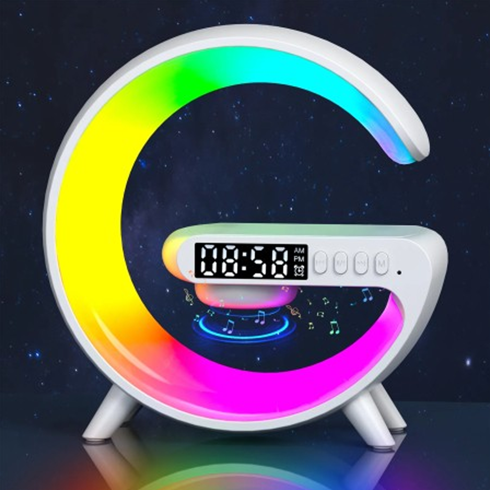 Wireless Charger With Alarm Clock Led Light 5-in-1 Portable Wireless Speaker